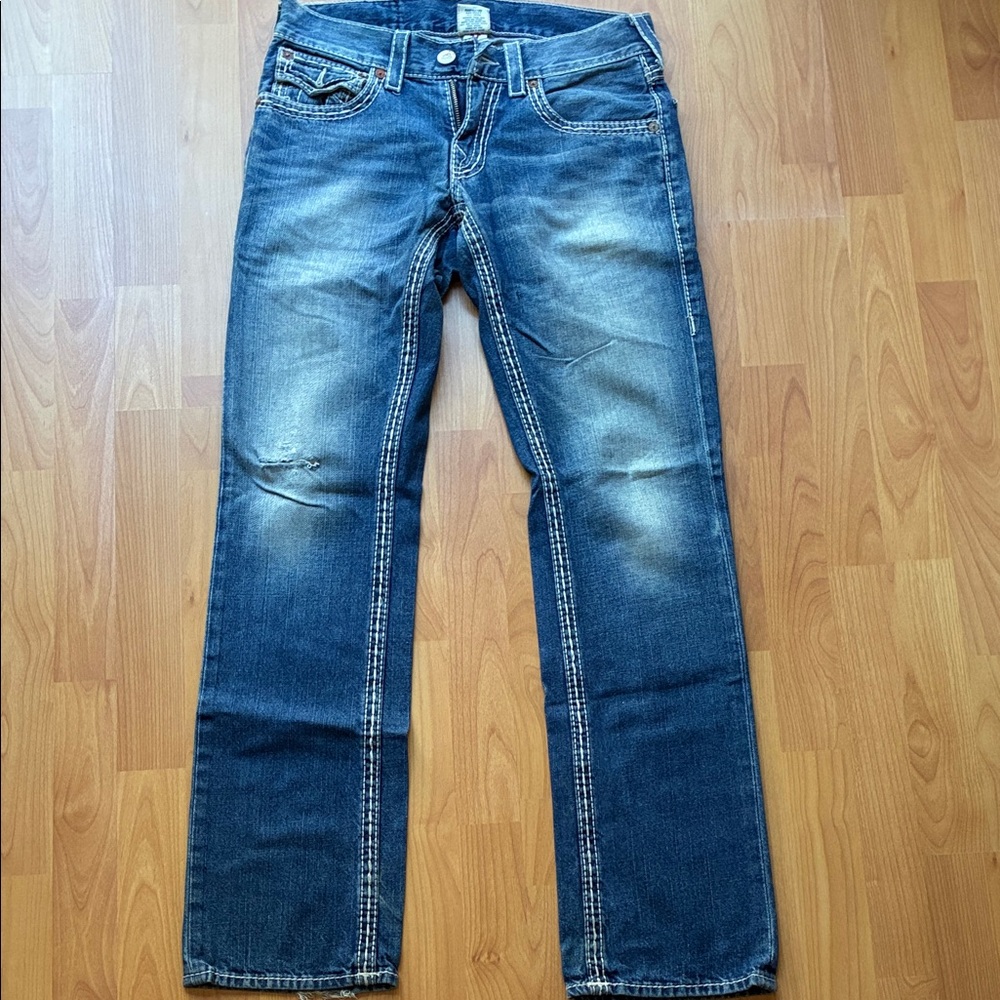 True Religion Men's Distressed Blue Jeans